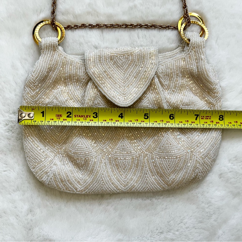 WALBORG VINTAGE BEADED BAG FLAPPER 40s ELEGANT UNIQUE FEMININE PRETTY EVENT - Picture 9 of 10